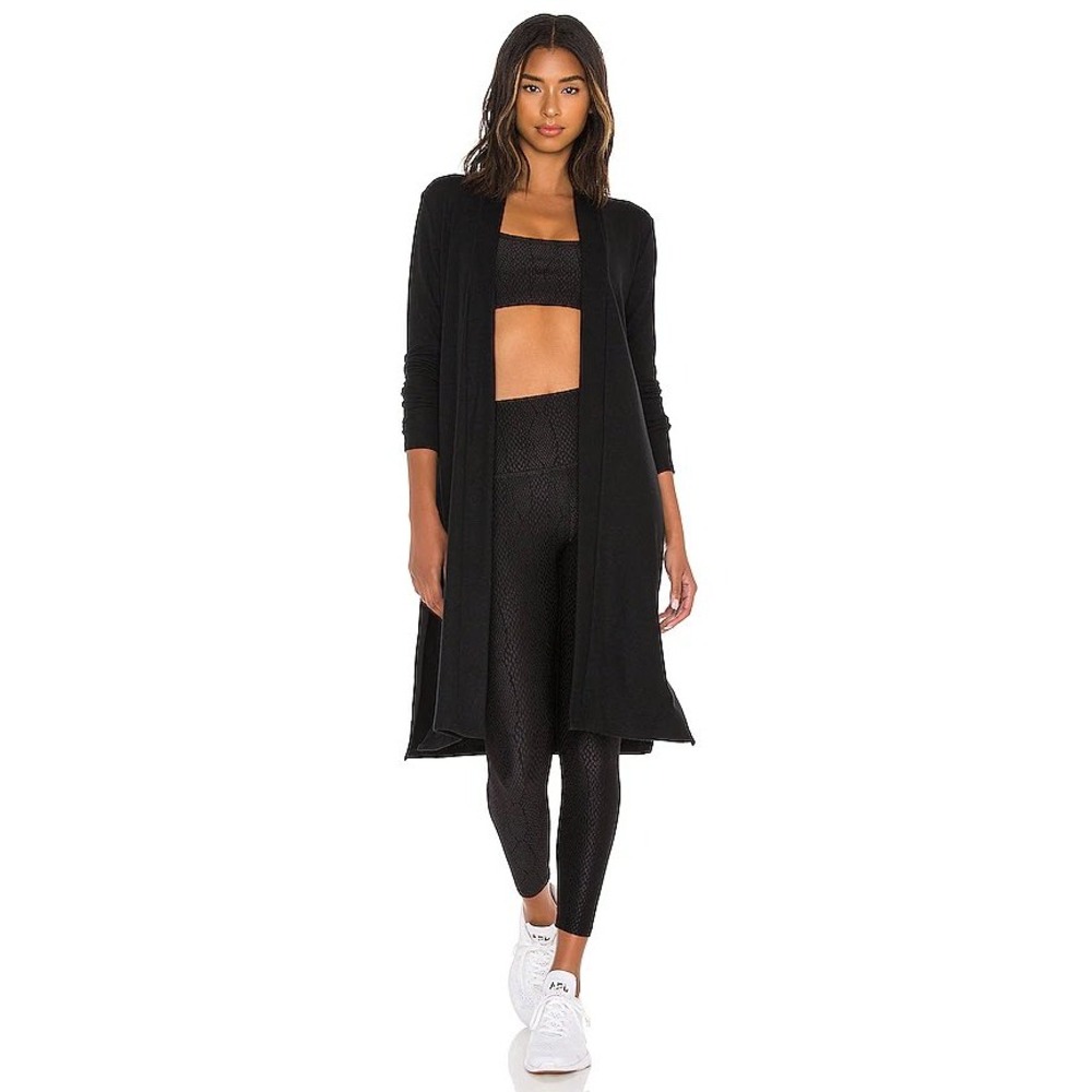 Beyond Yoga High Slit Duster Cardigan M Fleece Longline Athleisure Lounge Soft